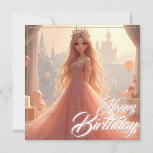 Carte d'anniversaire princesse en rose