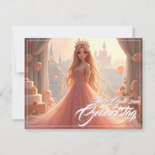 Carte d'anniversaire princesse en rose
