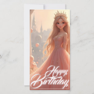 Carte d'anniversaire princesse en rose