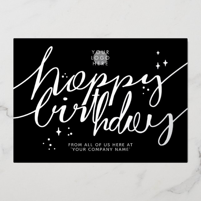 Carte d'anniversaire professionnelle argentée avec (Recto)