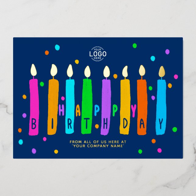 Carte d'anniversaire professionnelle Bougies Logo  (Recto)