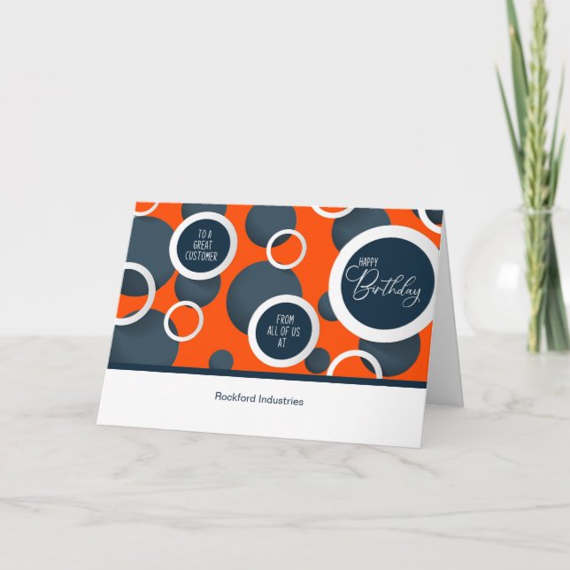 Carte d'anniversaire professionnelle orange géomét (Devant)