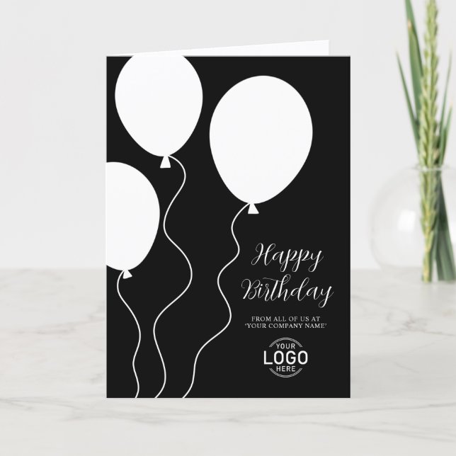 Carte d'anniversaire professionnelle simple noir e (Devant)