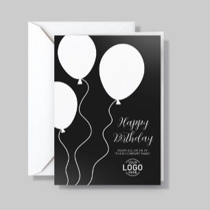 Carte d'anniversaire professionnelle simple noir e