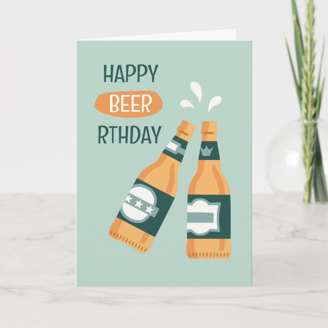 Carte d'anniversaire punny bouteilles de bière Joy (Devant)
