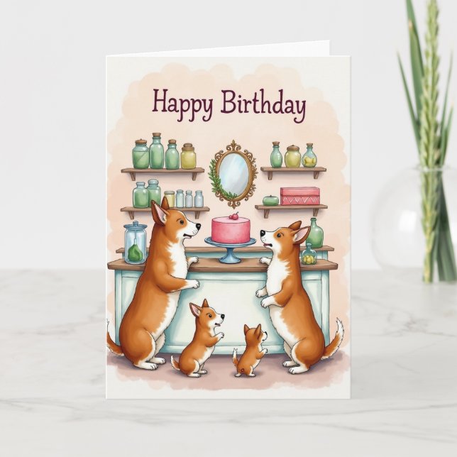 Carte d'anniversaire Puppy Cake (Devant)