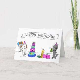 Carte d'anniversaire "Puppy Kitty Birthday Party"