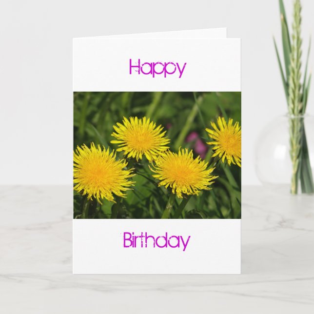 Carte d'anniversaire quatre pandelions (Devant)