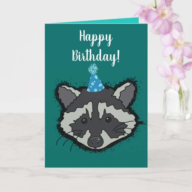 Carte d'anniversaire Raccoon (Orchidée)