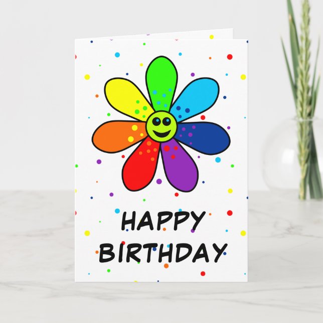 Carte d'anniversaire Rainbow Flower (Devant)