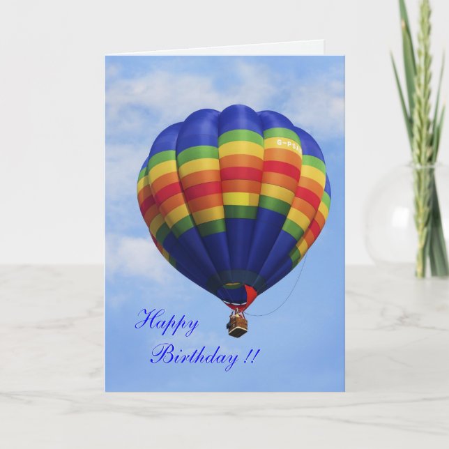 Carte d'anniversaire Rainbow Hot Air Balloding (Devant)