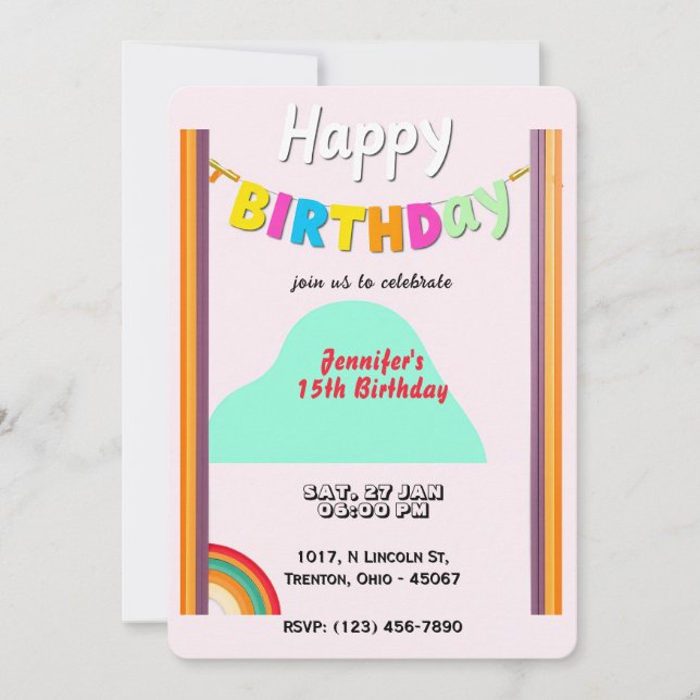 Carte d'anniversaire Rainbow personnalisée (Devant)