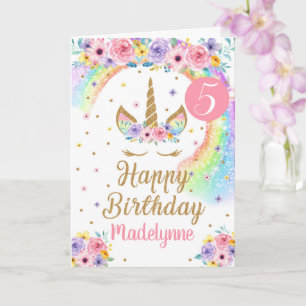 Carte d'anniversaire Rainbow Unicorn