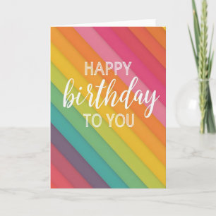 Carte d'anniversaire rayée arc-en-ciel joyeuse
