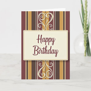 Carte d'anniversaire rayée de luxe
