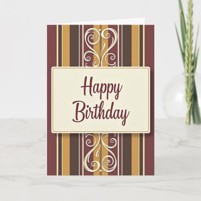 Carte d'anniversaire rayée de luxe (Devant)