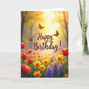 Carte d'anniversaire rayée ensoleillée