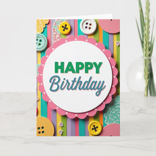 Carte d'anniversaire rayée joyeuse (Devant)