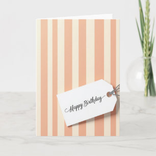 Carte d'anniversaire rayée pêche