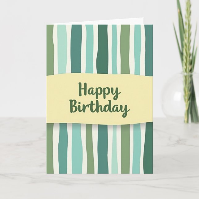 Carte d'anniversaire rayée verte (Devant)