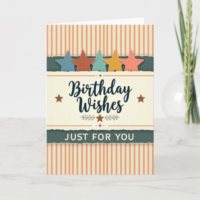 Carte d'anniversaire rayée vintage (Devant)