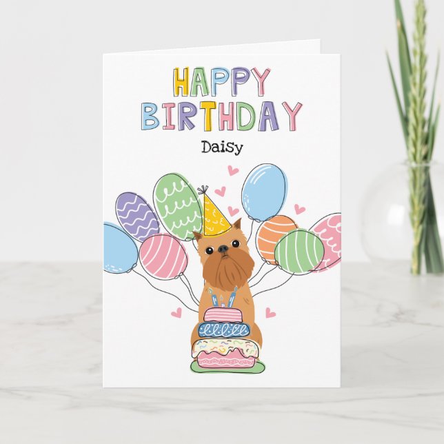 Carte d'anniversaire Red Brussels Griffon (Devant)