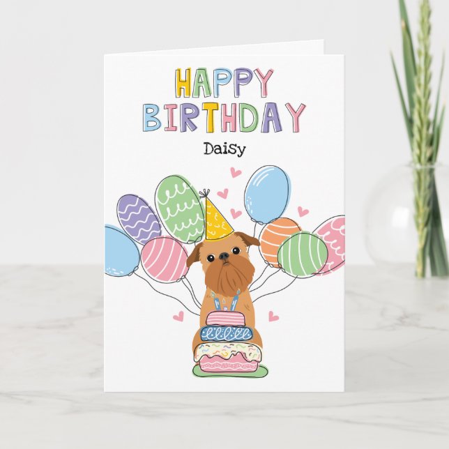 Carte d'anniversaire Red Brussels Griffon Dog (Devant)