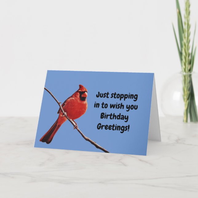 Carte d'anniversaire Red Cardinal Bird Blue Sky (Devant)