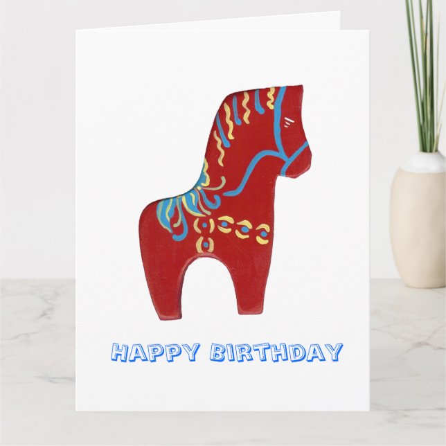 Carte d'anniversaire Red Dala Horse (Devant)