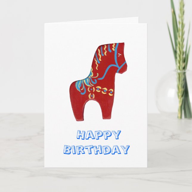 Carte d'anniversaire Red Dala Horse (Devant)