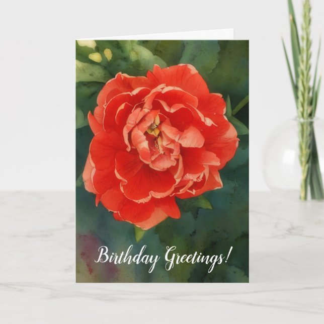 Carte d'anniversaire Red Double Petal Tulip (Devant)