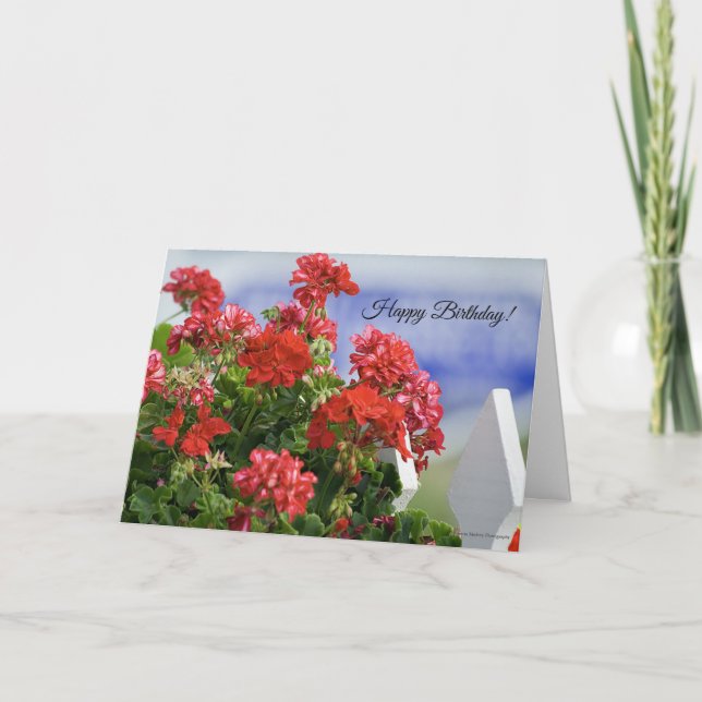 Carte d'anniversaire Red Geraniums (Devant)