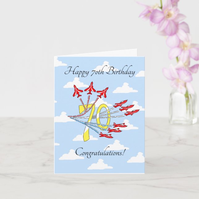 Carte d'anniversaire Red Jet Planes 70e (Blue Sky) (Orchidée)