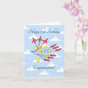 Carte d'anniversaire Red Jet Planes 70e (Blue Sky)