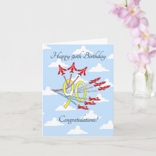 Carte d'anniversaire Red Jet Planes 90e (Blue Sky)