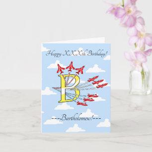 Carte d'anniversaire Red Jet Planes Initial B Blue