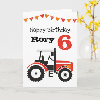 Carte d'anniversaire Red Tractor Personnalisée