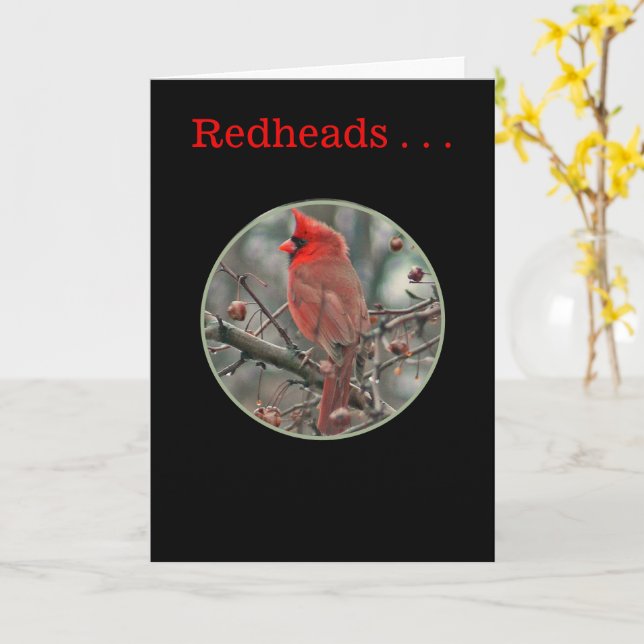 Carte d'anniversaire "REDHEADS ARE UNIQUE AND SPEC (Fleur jaune)