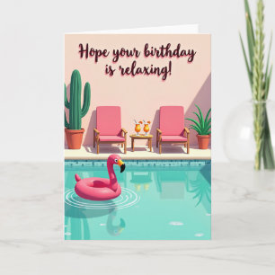 Carte d'anniversaire relaxante au bord de la pisci