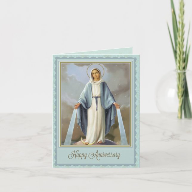 Carte d'anniversaire religieuse catholique Vierge  (Devant)
