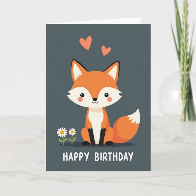 Carte d'anniversaire renard (Devant)