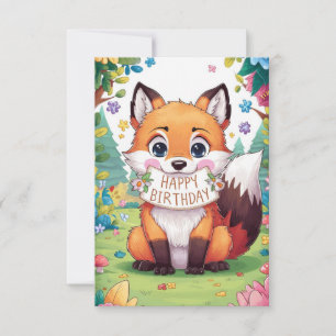 Carte d'anniversaire Renard Enchanté Mignon