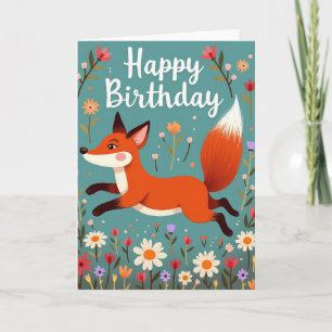 Carte d'anniversaire Renard Enjoué