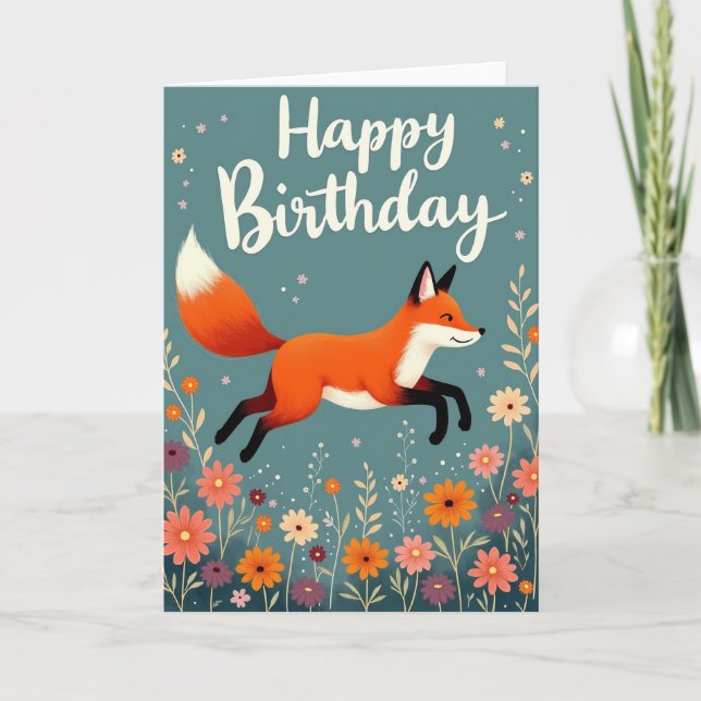 Carte d'anniversaire Renard Fantaisiste (Devant)