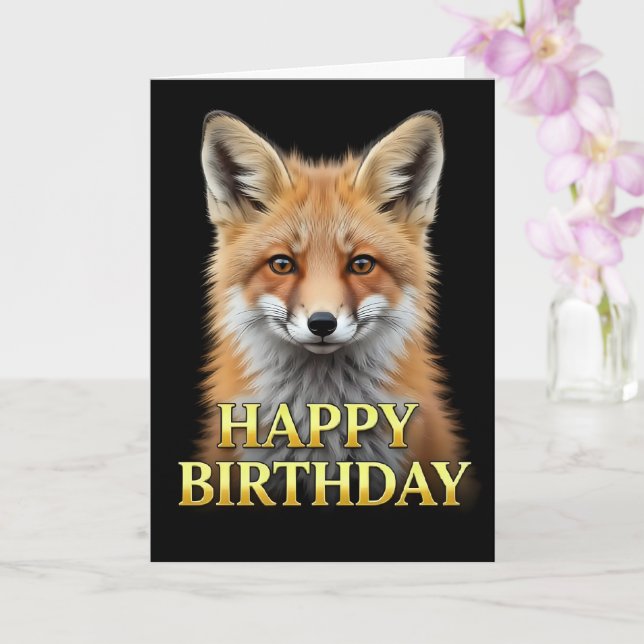 CARTE D'ANNIVERSAIRE RENARD GROS PLAN DISTINCTIF (Orchidée)