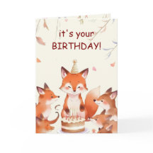 Carte d'anniversaire Renard Mignon pour Enfants