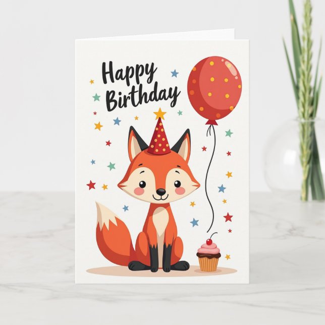 Carte d'anniversaire Renard Orange (Devant)