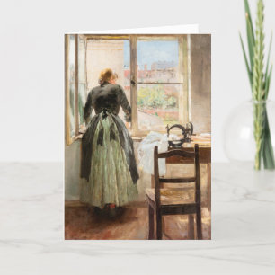 Carte d'anniversaire représentant une dame et une 