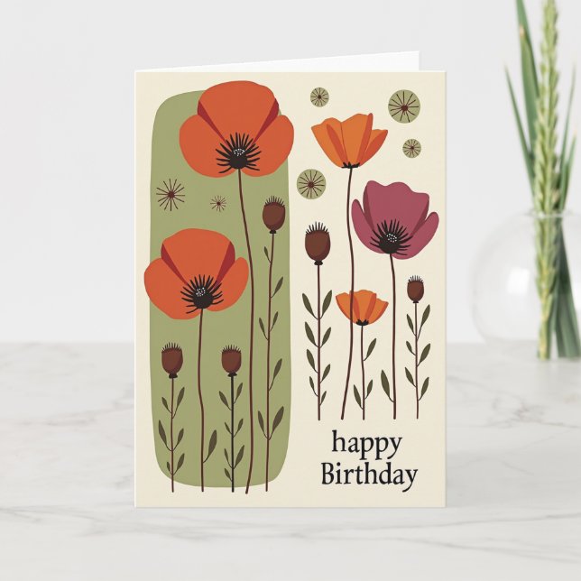 Carte d'anniversaire Retro Bloom (Devant)