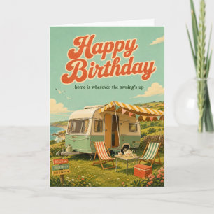 Carte d'anniversaire Rétro Caravane Caravaneur